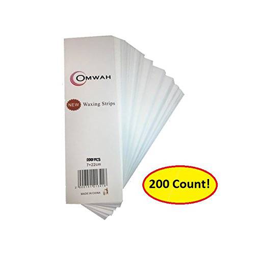 Omwah Beauty Professional Grade Facial and Body Non Woven Epilating Wax Strips Large 3 x 9 Hair Removal 200 Count