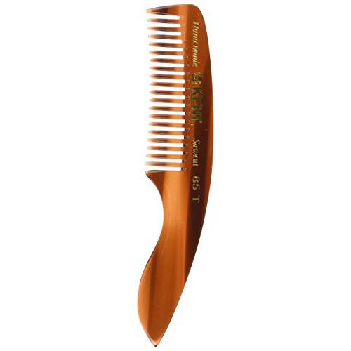 Kent 85T Small Wide Tooth Beard and Mustache Pocket Comb, Coarse Toothed Travel Size for Facial Hair Grooming and Beard Care. Saw-cut of Quality Cellulose Acetate, Hand Polished. Hand-Made in England