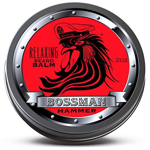 Bossman Relaxing Beard Balm - Tamer, Thickener, Relaxer and Softener Cream and Beard Care Product - Made in USA (Hammer Scent)