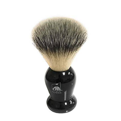 G.B.S Shaving Brush Animal Free Vegan Synthetic - 21mm Knot Overall 4 Tall Black Handle - Travel Canister - Completes any Wet Shaving Set Pair with your favorite soap and razor