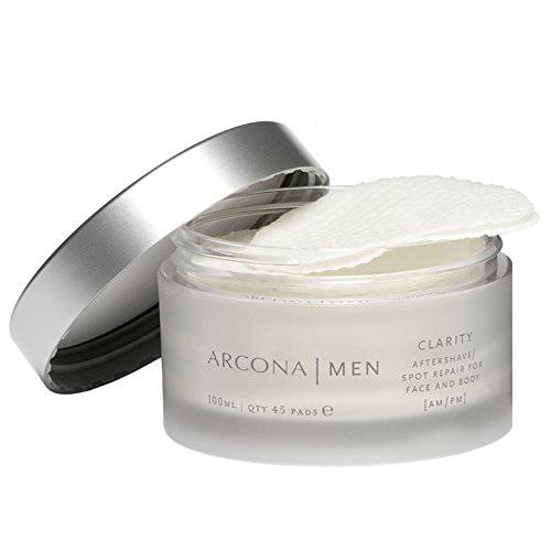 ARCONA Clarity Aftershave Pads - Lactic Acid, Witch Hazel, Methol, Aloe + Grape Exfoliate, Fight Blemishes + Soothes Skin - 45 Pads.