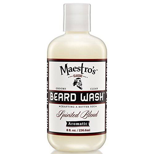 Maestro’s Classic Beard Wash | Anti-Itch, Deep Cleaning, Non-Drying, Fully Hydrating Gentle Cleanser For All Beard Types & Lengths- Spirited blend, 8 Ounce