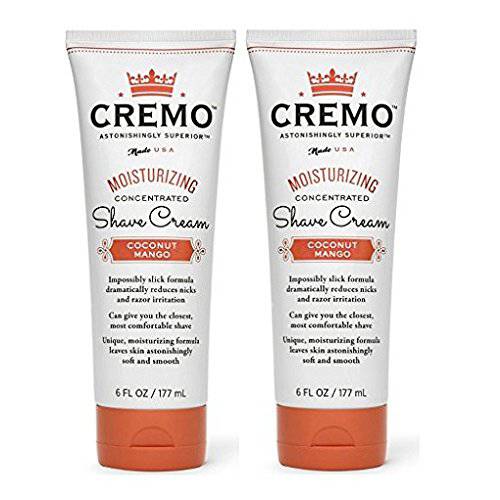 Cremo Coconut Mango Moisturizing Shave Cream, Astonishingly Superior Ultra-Slick Shaving Cream for Women Fights Nicks, Cuts and Razor Burn, 6 Fl Oz (2 Pack)