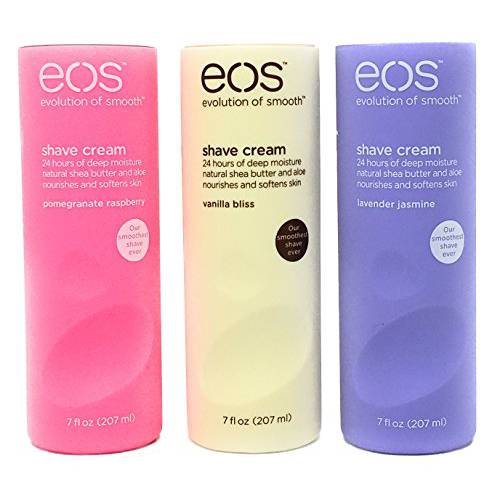 Eos Ultra Moisturizing Shave Cream Variety Pack: Pomegranate-Raspberry, Lavender Jasmine, Vanilla Bliss - 3 x 7.0 Ounce