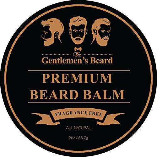 The Gentlemen’s Premium Beard Balm - Fragrance Free - Leave-in Conditioner & Softener - All Natural - Styles, Strengthens, Thickens & Softens Promoting Healthier Beard & Mustache Growth