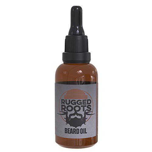 Rugged Roots Beard Oil and Conditioner Natural Beard Care Made with Amber Sandalwood Scented Premium Oils -Softens Beard and Promotes Healthy Beard Growth-Unique Stocking Stuffer for Husband,Father