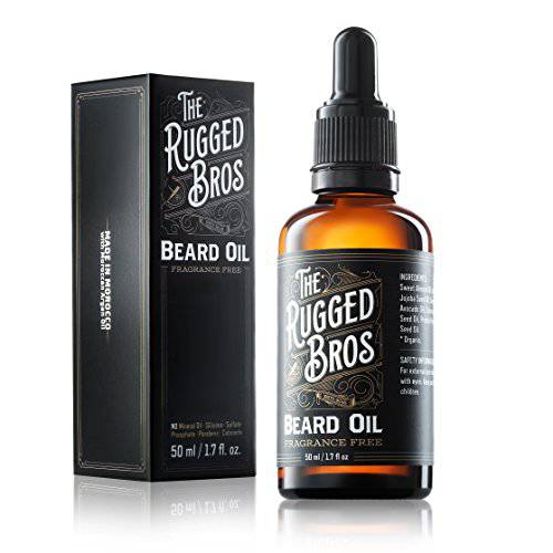 The Rugged Bros Beard Oil : with Argan Oil Serum and Jojoba Oils for Growth and Shine - Leave In Deep Conditioner, Softener, and Thickener, for all Beards and Mustaches - 2oz