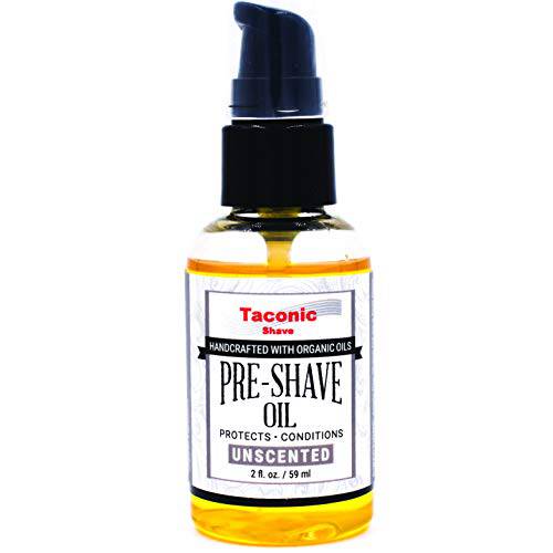 Taconic Shave Premium Natural Pre-Shave Oil (2 oz.) – Unscented – Protects Against Irritation and Razor Burn when Shaving with a Cartridge, Safety or Straight Razor