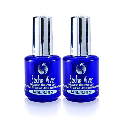 Seche Vive Gel Effect Top Coat Nail Polish for Manicure and Pedicure, 0.5oz Boxed, 2 pack