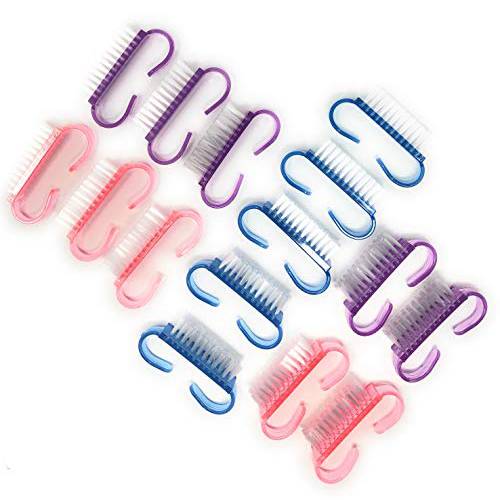 Rusoji Pack of 15 Assorted Colors Mini Fingernail Cleaning Pedicure Scrub Brushes for Toes and Nails