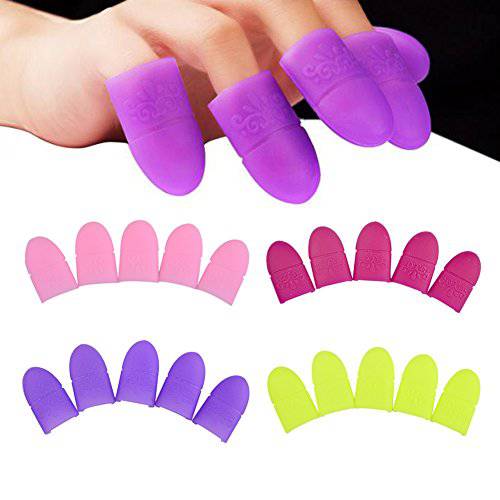 WOKOTO 20Pcs/Set Silicone Nail Clips For Gel Removal With Purple Pink Rose Yellow Nail Polish Remover Clips Set