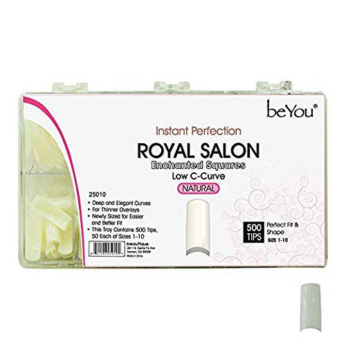VIVACE Natural Royal Salon 500 Artificial Fake False Nail Tips, 10 Sizes With Clear Plastic Case for Nail Salon Nail shop