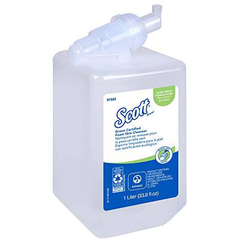 Scott® Essential Green Certified Foaming Hand Soap (91565), Unscented, Clear, 1.0 L Bottles, 6 Bottles / Case
