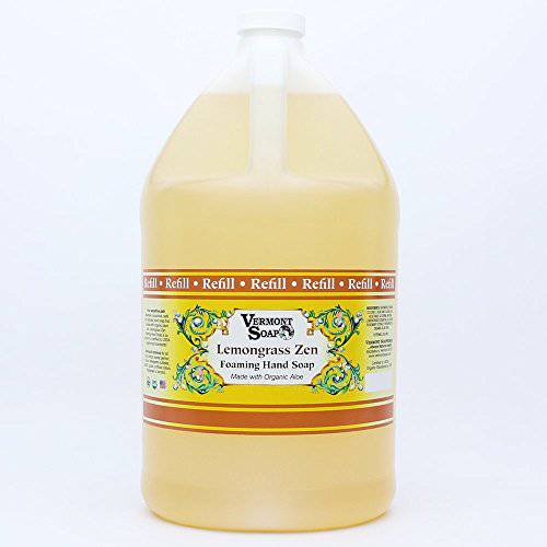 VERMONT SOAP Organics Foaming Hand Soap, Liquid Soap with Pre-diluted Formula - Ready to Use Lemongrass Hand Soap With Convenient and Economical Gallon Refill Size