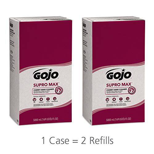 GOJO SUPRO MAX Cherry Hand Cleaner, Cherry Fragrance, 5000 mL Heavy Duty Hand Cleaner Refill for GOJO PRO TDX Touch-Free Dispenser (Pack of 2) - 7582-02
