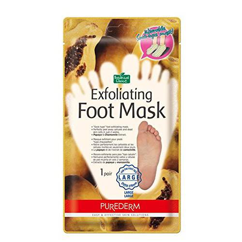 EXFOLIATING LARGE FOOT MASK PAPAYA & CHAMOMILE EXTRACT - 1 pair Sock type foot exfoliating LARGE mask Perfectly peel away calluses and dead skin cells in just 2 weeks