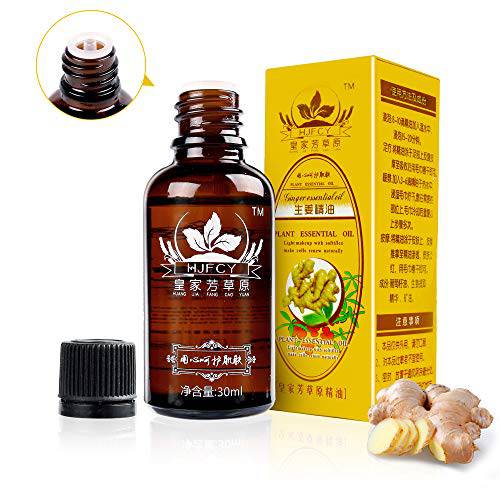 Ginger Massage Oil,3 PCS Belly Drainage Ginger Oil,100% Pure Natural Ginger Oil Lymphatic Drainage Massage,SPA Massage Grapeseed Oil for Skin,Ginger Essential Oil Repelling Cold&Relaxing Active Oil
