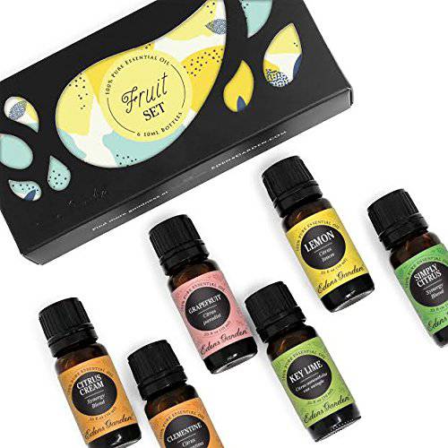 Edens Garden Fruit Essential Oil 6 Set, Best 100% Pure Aromatherapy Fruity Citrus Kit (for Diffusion & Therapeutic Use), 10 ml