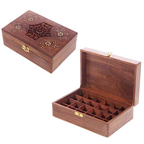 Sheesham Wood Essential Oil Box - Design 2 (holds 24 Bottles)