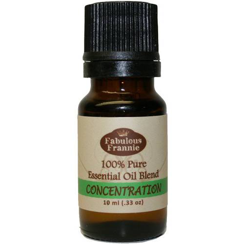 Fabulous Frannie Concentration 100% Pure, Undiluted Essential Oil Blend Therapeutic Grade - 10 ml. Great for Aromatherapy Concentration is The Perfect Blend of Cypress and Peppermint Essential Oils.