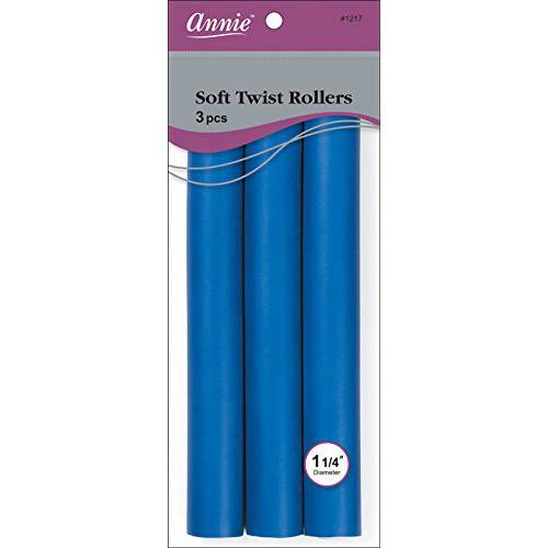 Annie Soft Twist Rollers, Blue, 3 Count