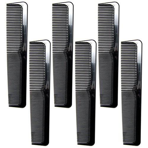 Luxxii 6 Pack - 9 Large Black Dressing Comb Barber Comb SET - Styling Essentials Coarse/Fine