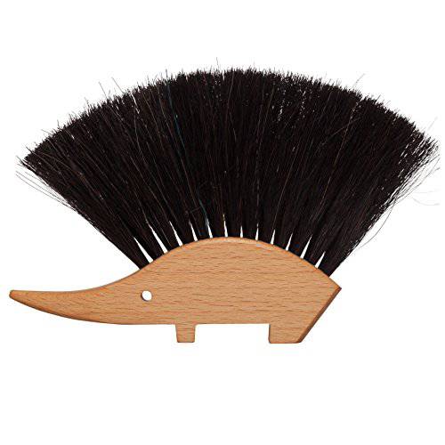 Redecker Hedgehog Table Brush, Natural Horsehair Bristles, 4-1/2 x 5-1/2 inches, Versatile Hand Brush in a Decorative Shape, Made in Germany