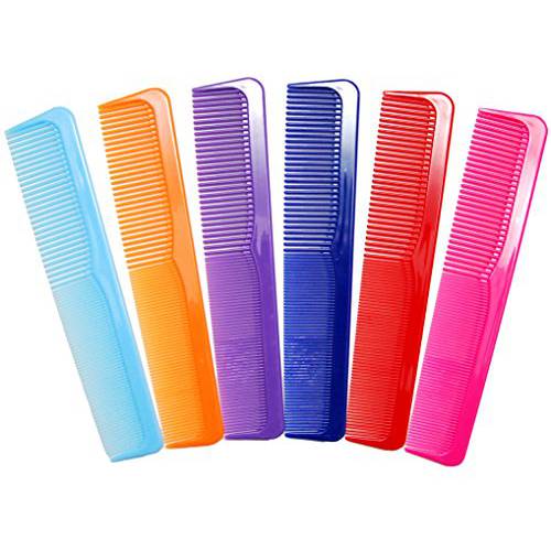 LUXXII 6 Pack - 9 Large Dressing Comb Colorful Styling Essentials Coarse/Fine Barber Comb SET