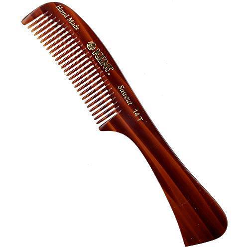 Kent 14T Large all Coarse Hair Detangling Comb, Wide Teeth for Long Thick Curly Wavy Hair. Hair Detangler Comb For Wet and Dry. Rake Comb Saw-Cut from Cellulose and Hand Polished, Handmade in England