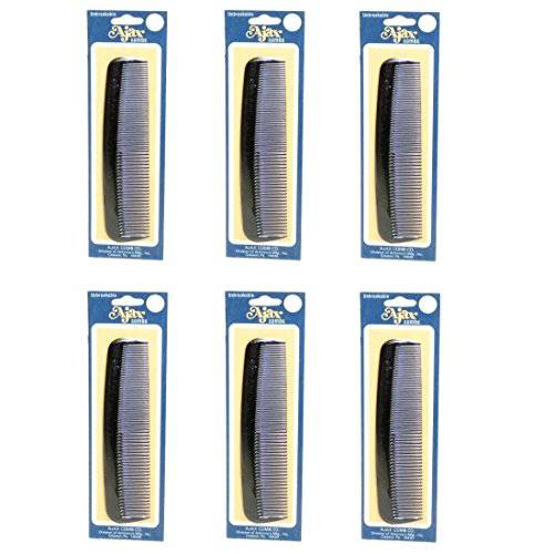 Ajax Unbreakable Hair Combs Super Flexible Pocket Sized - Proudly Made in the USA (Pack of 6)