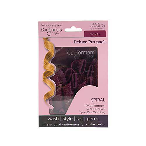 Original Heatless Hair Curlers by Curlformers • Deluxe Range Spiral Curls Top Up Pack • For Short Hair Up To 8” (20 cm) • 10 No Heat Curlers (Styling Hook not included) • Healthy, Shiny & Damage Free