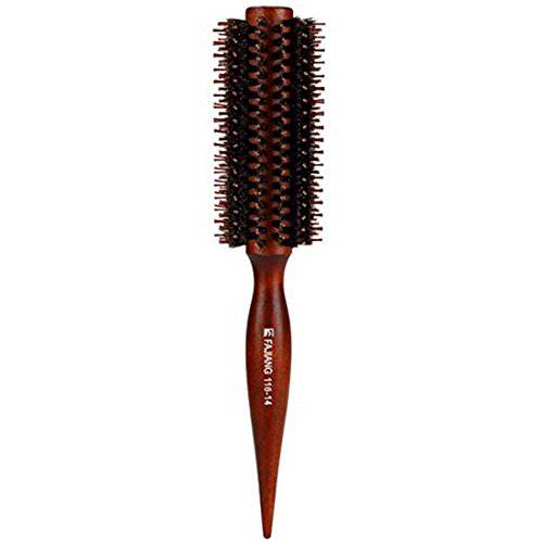 Minalo Styling Essentials 100% Natural Boar Bristles Hair Brush With Pin Tail, Round Comb Ruled 2.1-Inch