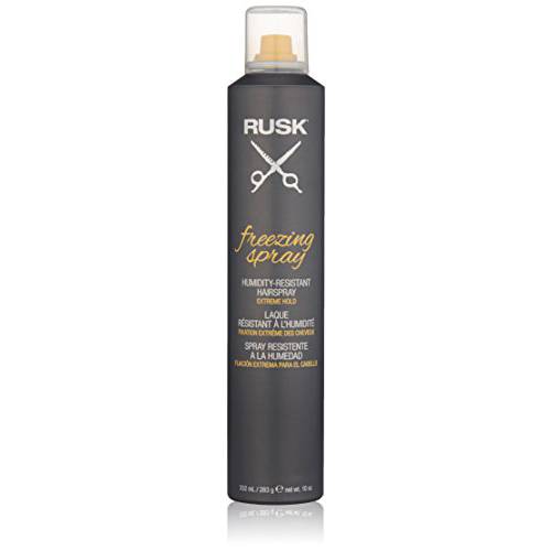 RUSK Freezing Spray, 10 Oz, Humidity Resistant Quick-Drying Hairspray that Delivers Powerful Shape, Enhanced Definition, and Luxurious Shine for an All-Day Extreme Hold