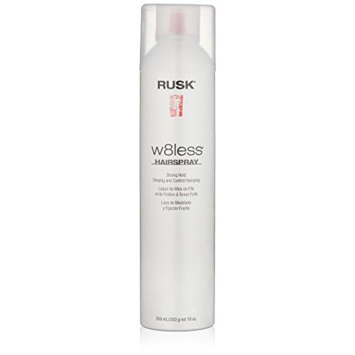 RUSK Designer Collection W8less Strong Hold Shaping and Control Hairspray, Provides Natural, Long-Lasting, Touchable Support, Texture and Maximum Shine, 10 Oz (Pack of 1)