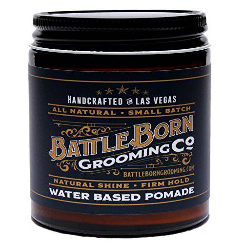 Battle Born Grooming Co Original Pomade for All Hair Types, Bay Rum, 4 oz., Medium Hold, Low Shine, Natural Ingredients, Water Based