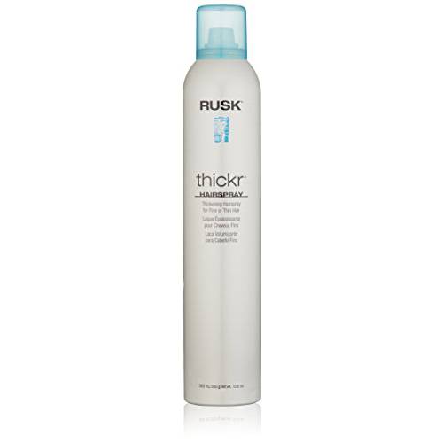 RUSK Thickening Hairspray, Extra-Hold Hairspray, Delivers Powerful Texture and Shine, UV Blockers to Protect Color-Treated or Highlighted Hair, 10.6 Ounce (Pack of 1)