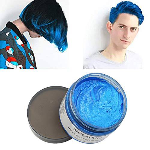 Blue Hair Color Wax, Natural Hairstyle Wax 4.23 oz, Temporary Hairstyle Cream for Party, Cosplay, Halloween, Daily use, Date, Clubbing (Blue)
