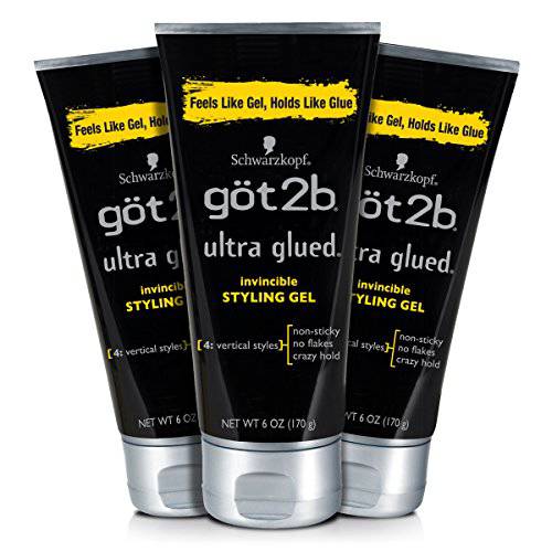 Got2b Ultra Glued Invincible Styling Hair Gel, 6 Ounce (Pack of 3)
