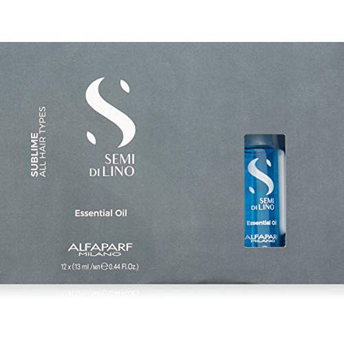 Alfaparf Milano Semi Di Lino Sublime Essential Hair Oil Treatment - Instant Shine and Gloss - Includes 12 Vials - Protects, softens and revitalizes hair - Professional Salon Quality - 5.28 Fl Oz