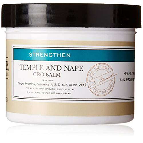 Dr. Miracle’s Temple and Nape Gro Balm - For Healthy Hair Growth, Contains Wheat Protein, Aloe, Vitamin A, Vitamin D, Strengthens, Promotes Growth, 4 oz