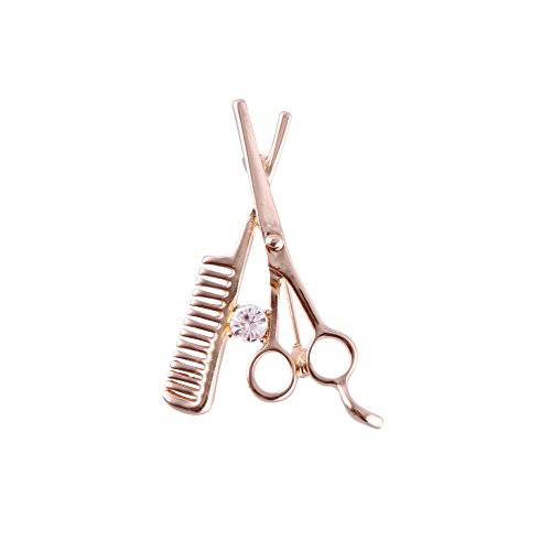 ShearsDirect Scissor/Comb Brooch, Gold, 0.4 Ounce