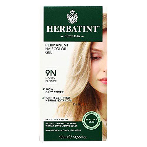 Herbatint Permanent Haircolor Gel, 9N Honey Blonde, Alcohol Free, Vegan, 100% Grey Coverage - 4.56 oz (3 Pack)