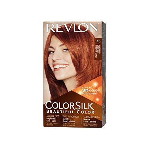 Revlon ColorSilk Beautiful Color [45], Bright Auburn, 1 ea (Pack of 3)
