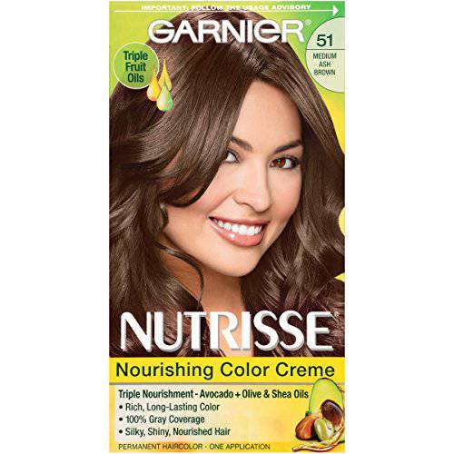 Garnier Nutrisse Nourishing Color Creme 51 Medium Ash Brown (Cool Tea), (Packaging May Vary)