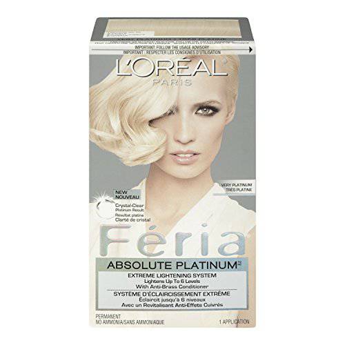 L’Oreal Paris Feria Multi-Faceted Shimmering Permanent Hair Color, Very Platinum, Pack of 1, Hair Dye
