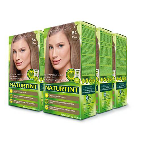 Naturtint Permanent Hair Color 8A Ash Blonde (Pack of 6), Ammonia Free, Vegan, Cruelty Free, up to 100% Gray Coverage, Long Lasting Results