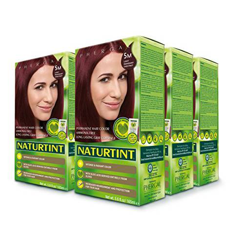 Naturtint Permanent Hair Color 5M Light Mahogany Chestnut (Pack of 6), Ammonia Free, Vegan, Cruelty Free, up to 100% Gray Coverage, Long Lasting Results