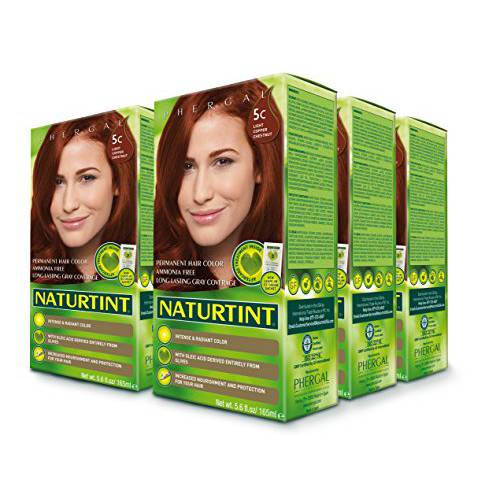 Naturtint Permanent Hair Color 5C Light Copper Chestnut (Pack of 6), Ammonia Free, Vegan, Cruelty Free, up to 100% Gray Coverage, Long Lasting Results