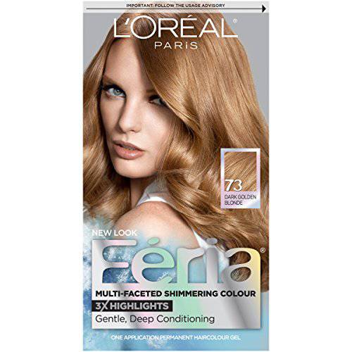 L’Oreal Paris Feria Multi-Faceted Shimmering Permanent Hair Color, 73 Golden Sunset (Dark Golden Blonde), Pack of 1, Hair Dye