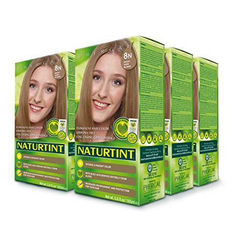 Naturtint Permanent Hair Color 8N Wheat Germ Blonde (Pack of 6), Ammonia Free, Vegan, Cruelty Free, up to 100% Gray Coverage, Long Lasting Results